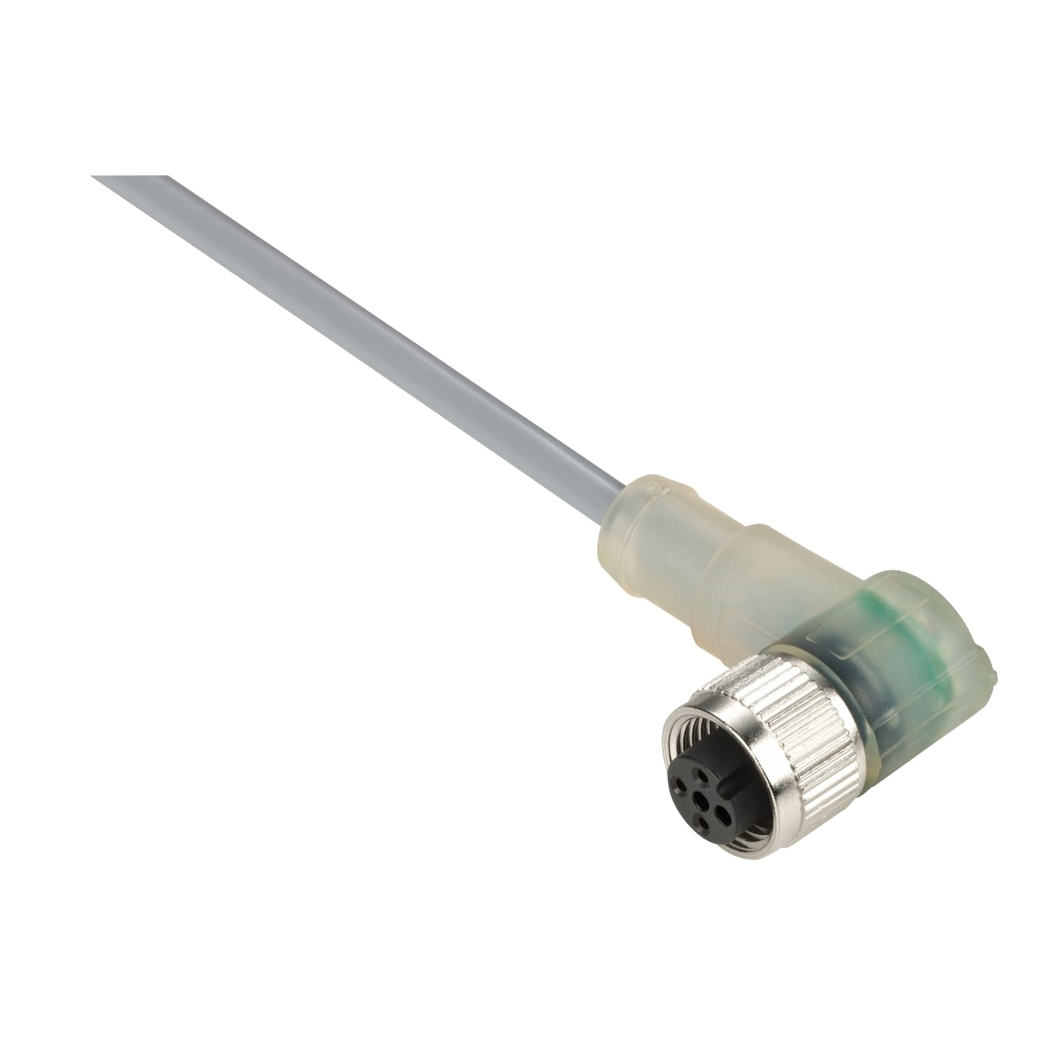 XZCPV1340L2 OsiSense XZ Screw-On Pre-Wired Cordset With (2) PNP LEDs, 30 V AC/36 V DC, 3-Pin M12 Jack End Connection, 2 m L, 0.34 sq-mm Conductor, PVC
