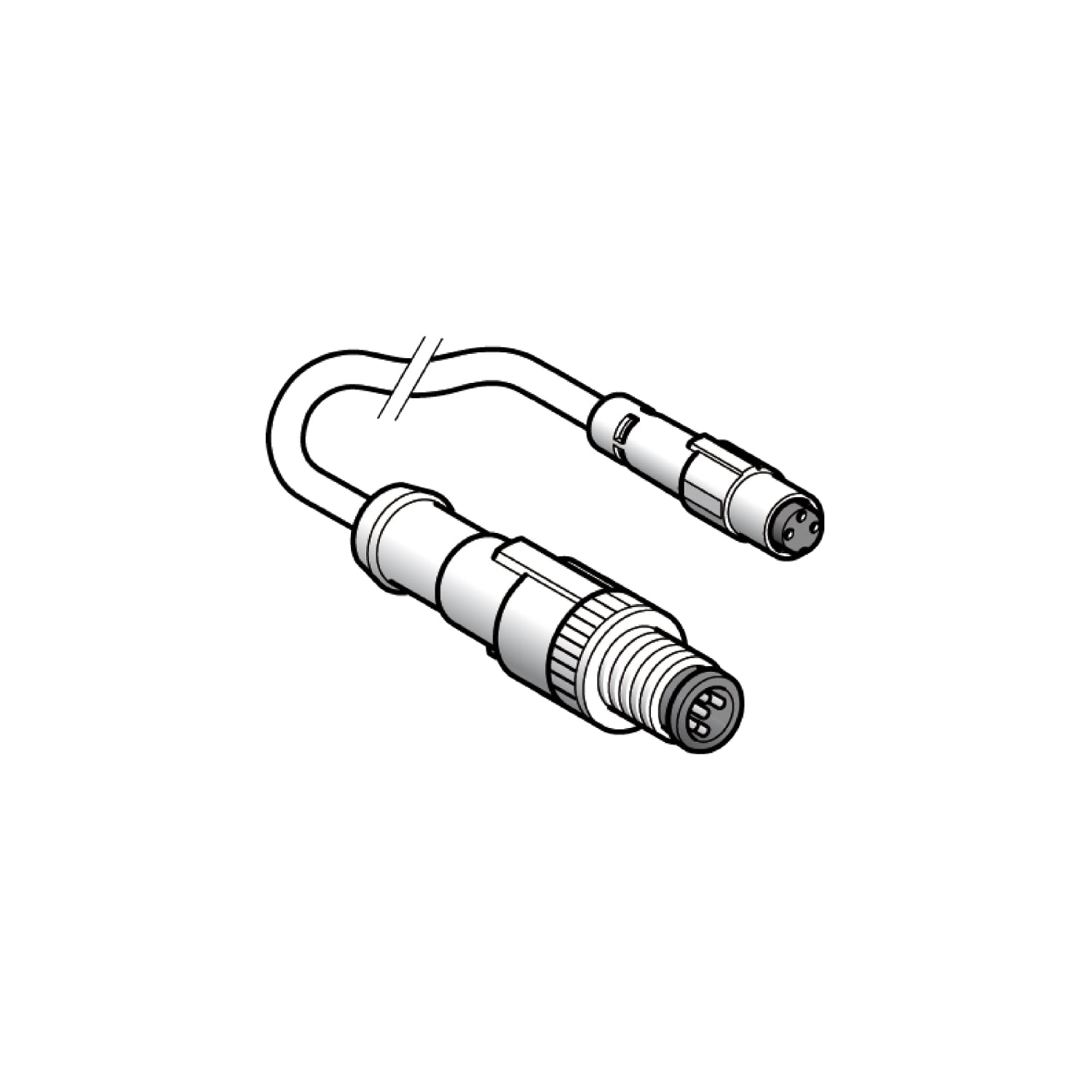 XZCR1501040G2 Screw-On/Clip-On Jumper Cable, 60 V AC/75 V DC, 3-Pin M12 Plug to 3-Pin 8 mm Jack End Connection, 2 m L, (3) 0.34 sq-mm Conductor, PUR