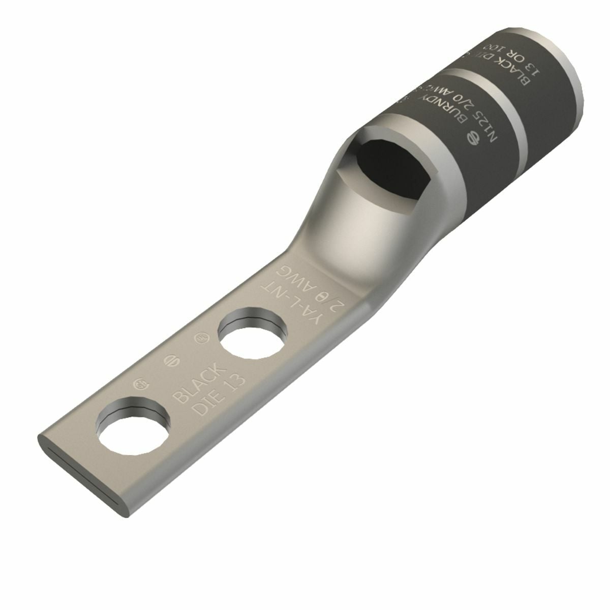 YA26L2NT14 YA-L-2NT 2-Hole Compression Lug, 2/0 AWG Stranded Copper Conductor, Die Code: 13, 1/4 in Stud, Copper