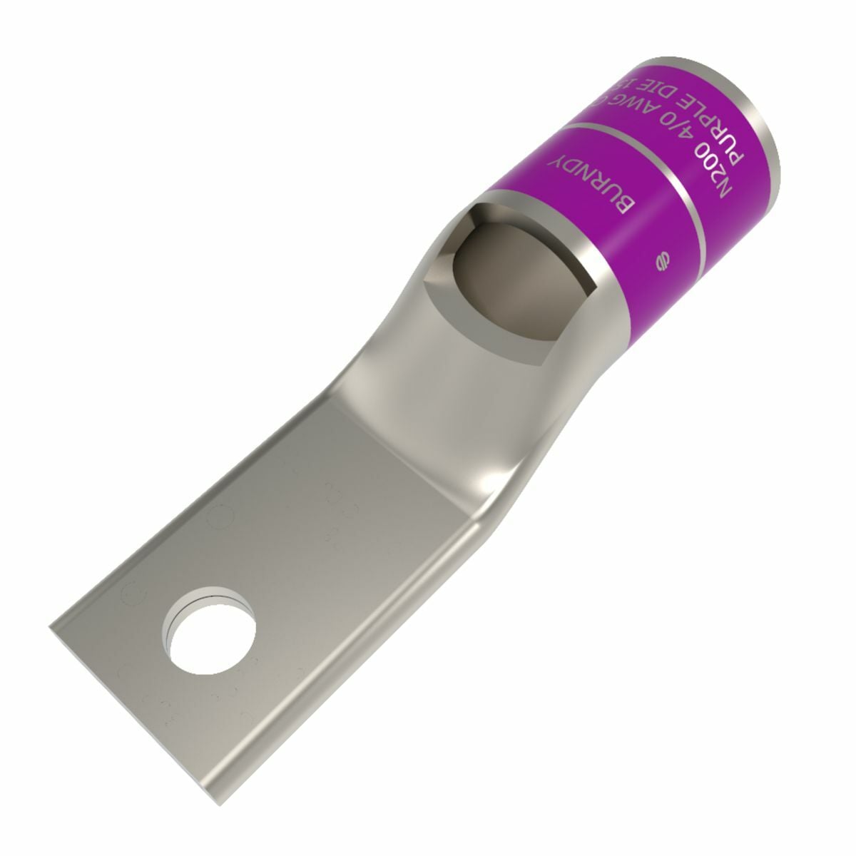 YA28LNT14 1-Hole Compression Lug With Inspection Window, 4/0 AWG Copper Conductor, Die Code: 15, 1/4 in Stud, Electro Tin Plated Copper