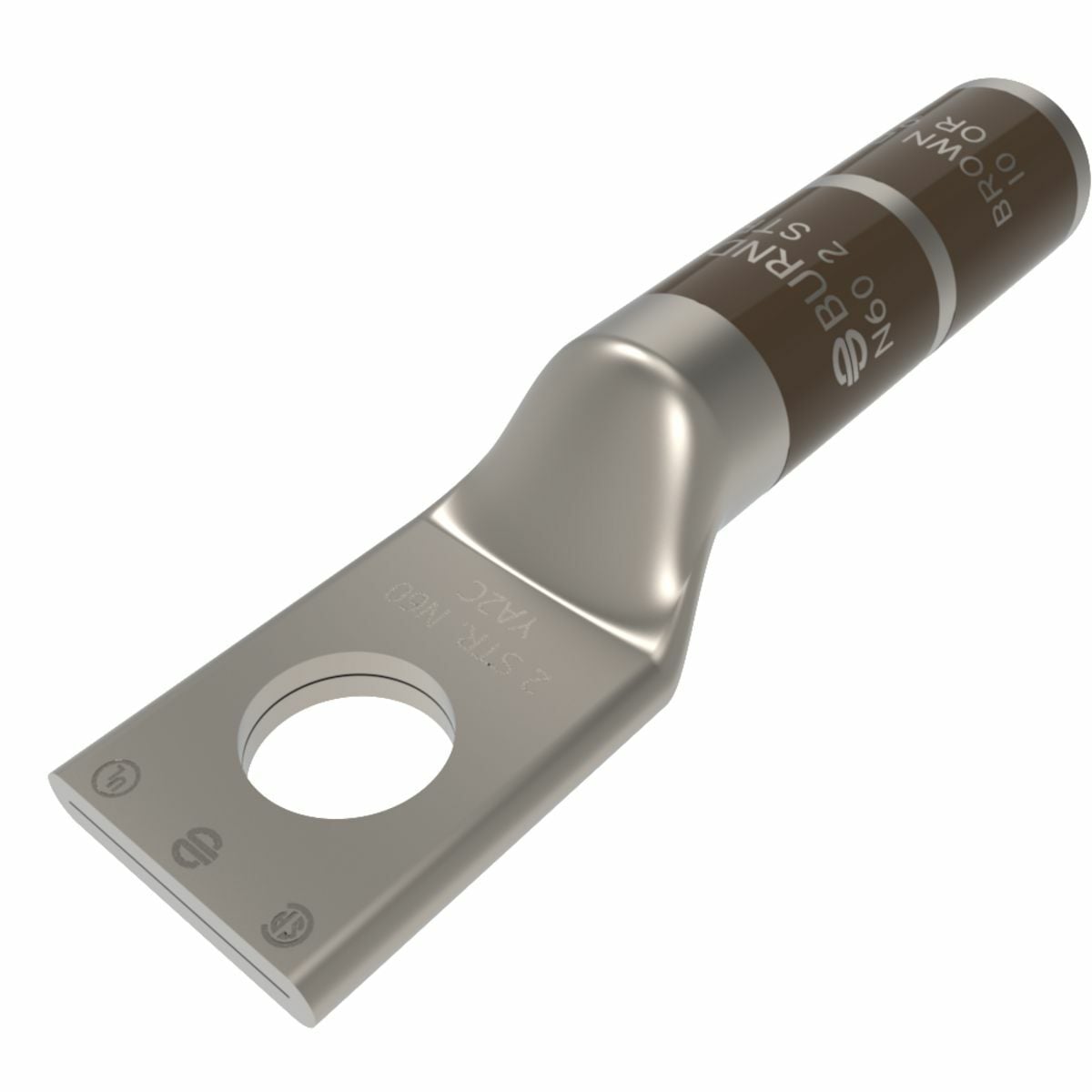 YA2CTC10 1-Hole Compression Lug, 2 AWG Stranded Copper Conductor, Die Code: 10, #10 Stud, Tin Plated Copper