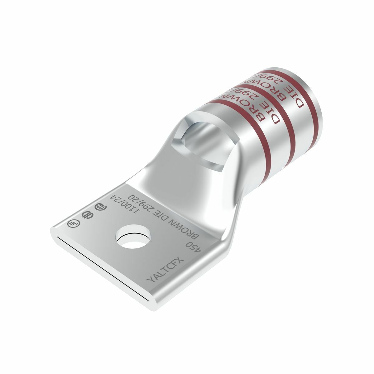 YA36LTC38FX YAV-L-TC-FX 1-Hole Compression Terminal With Inspection Window, 450 kcmil, 444.4 kcmil Flexible Copper Conductor, Die Code: 20/299, 3/8 in Stud, Copper