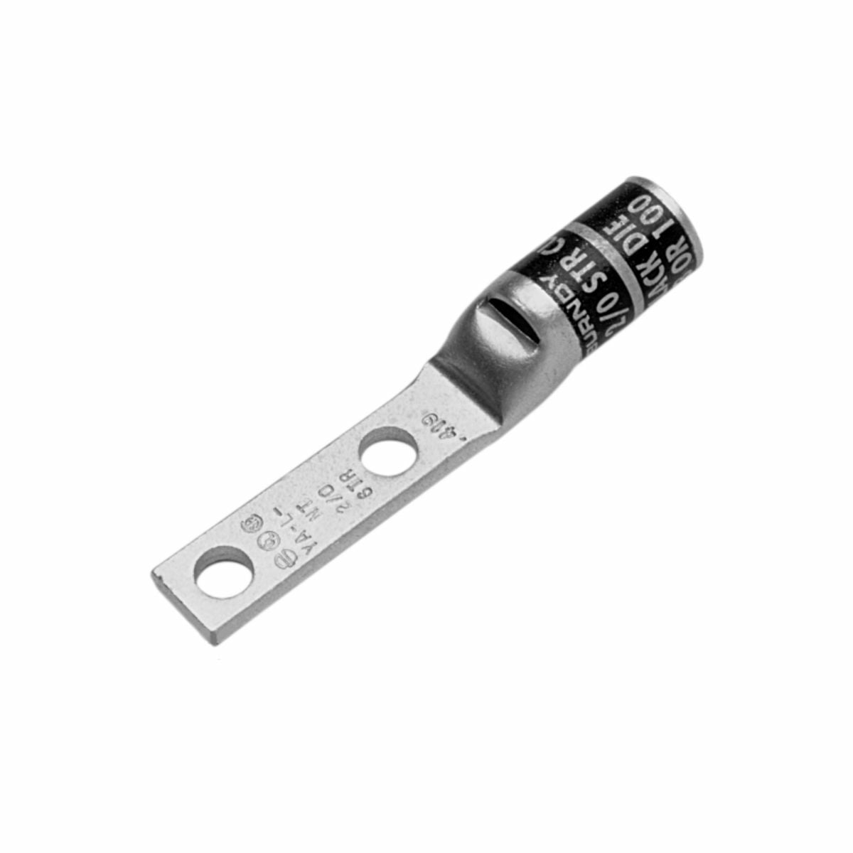 YA38L2NNTFX YAV-L-NTFX 2-Hole Compression Lug With Inspection Window, 535.3 kcmil Flexible Copper Conductor, Die Code: L99, 1/2 in Stud, Copper