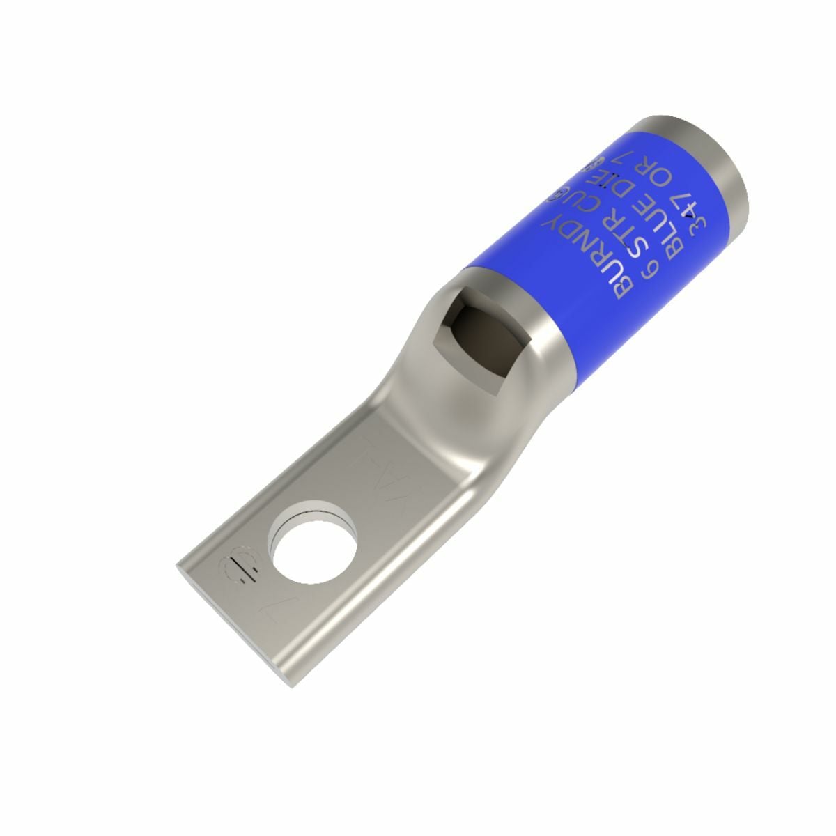 YA6CLNT6 YA-L-NT 1-Hole Compression Lug With Inspection Window, 6 AWG Solid/Stranded Copper Conductor, Die Code: 7, #6 Stud, Copper