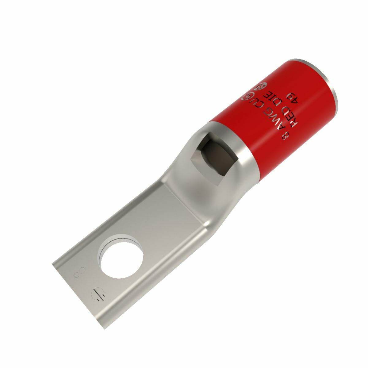 YA8CLNT8 YA-L-NT 1-Hole Compression Lug, 8 AWG Flexible/Stranded Copper Conductor, Die Code: 49, #8 Stud, Copper