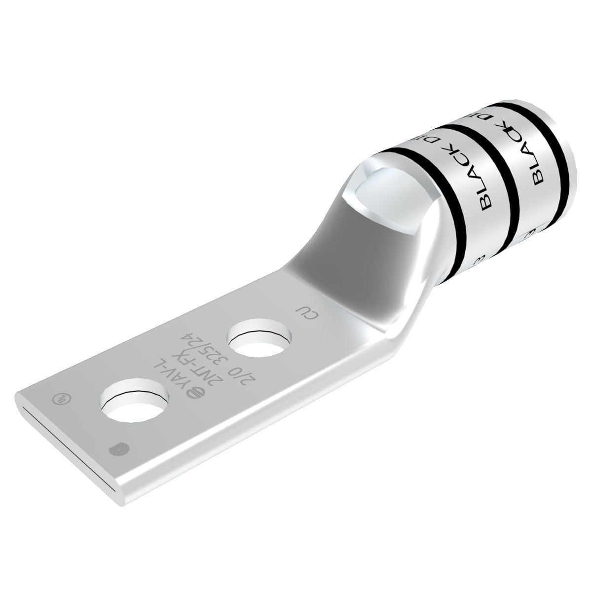 YAV26L2NT14FX YAV-L-NTFX 2-Hole Compression Terminal, 2/0 AWG Flexible/Stranded Copper Conductor, Die Code: 13, 1/4 in Stud, Copper