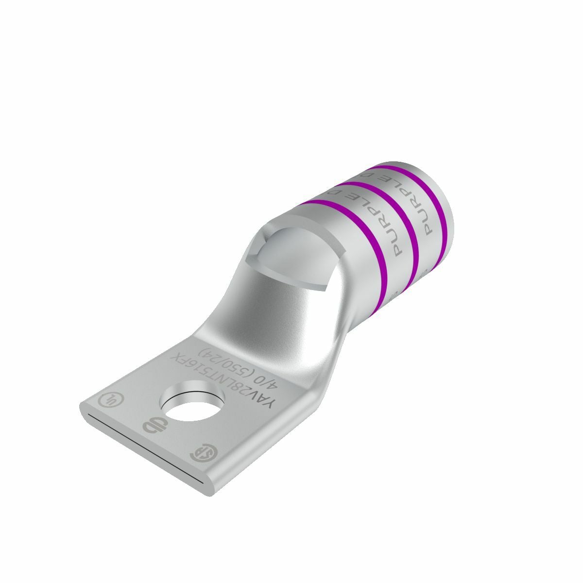 YAV28LNT38FX YAV-L-NTFX 1-Hole Compression Lug With Inspection Window, 4/0 AWG Flexible/Stranded Copper Conductor, Die Code: 15, 3/8 in Stud, Copper