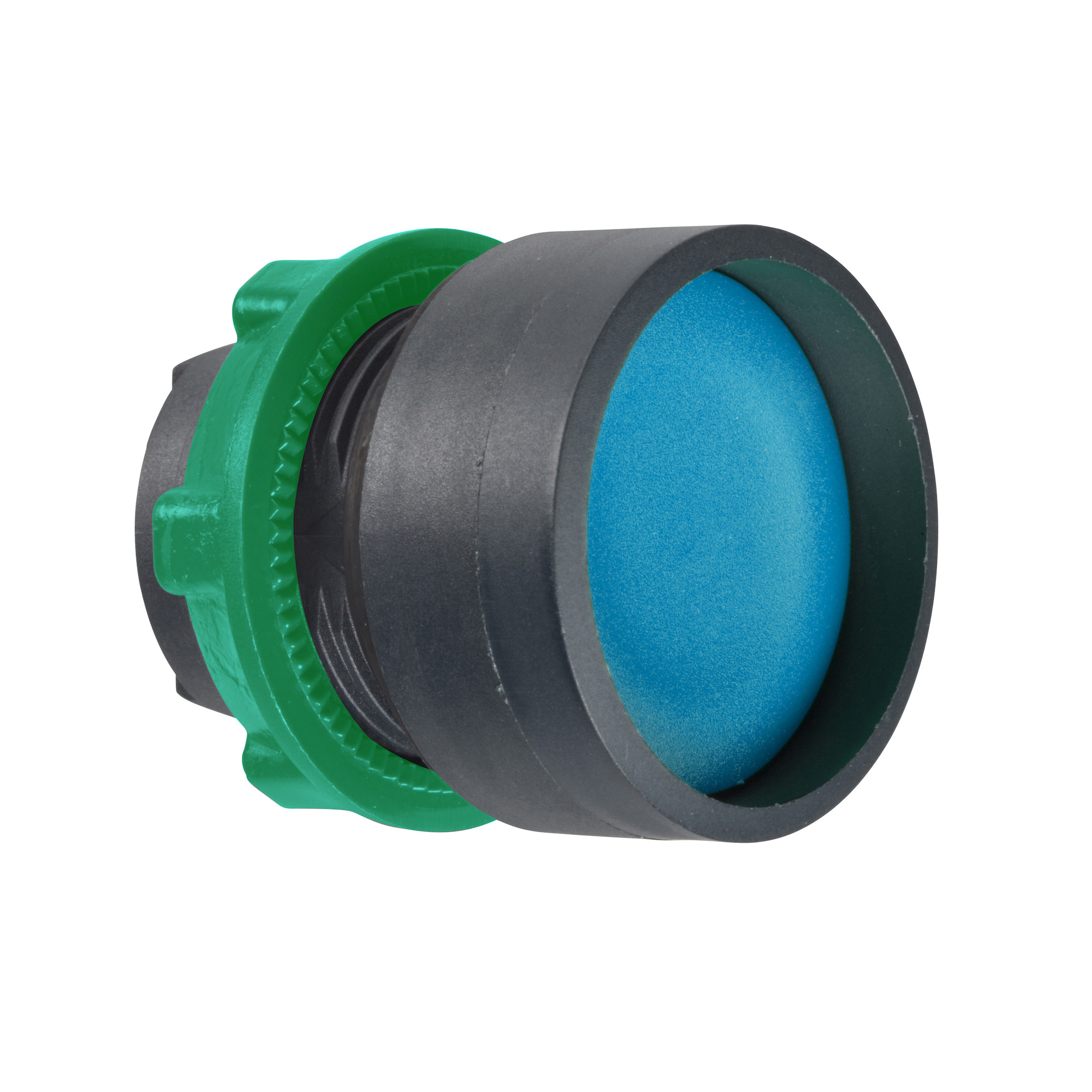 ZB5AA66 Harmony Non-Illuminated Recessed Spring Return Standard Unmarked Pushbutton Head With High Guard, 22 mm, Round Shape, Plastic, Blue