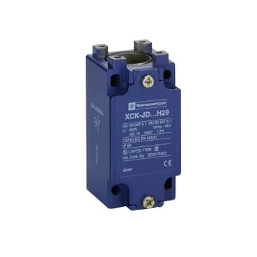 ZCKJD39H29 OsiSense XC Fixed Limit Switch Body, 1NO-2NC Contact, For Use With XCKJ, ZCKJ and ZCKJ Series Standard Format Compact Limit Switch, 1.5 A at 240 V AC/0.1 A at 250 V AC/5 A at 240 V AC Contact, IP66 Enclosure