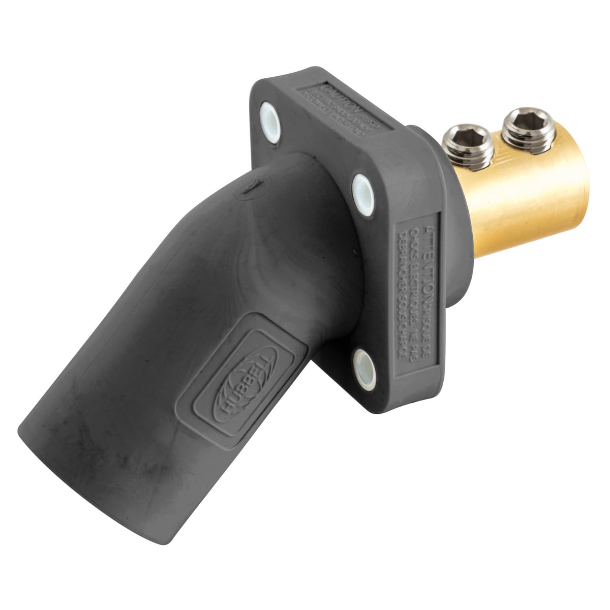 HBLMRABK 16 Series 1-Pole Angled Double Set Screw Inlet Male Standard Single Pole Receptacle, 600 V AC/250 V DC, 400 A, 4 to 4/0 AWG Wire, Screw Terminal Connection, 3R/4X/12 NEMA Rating