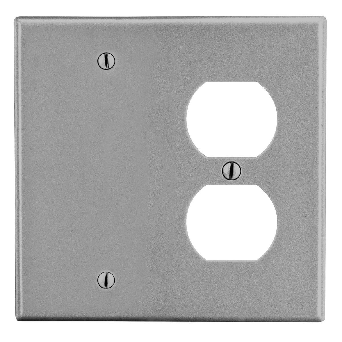 P138GY Non-Metallic Standard Wall Plate, 2 Gangs, 4.69 in W x 4.63 in H, Polycarbonate Thermoplastic, Gray