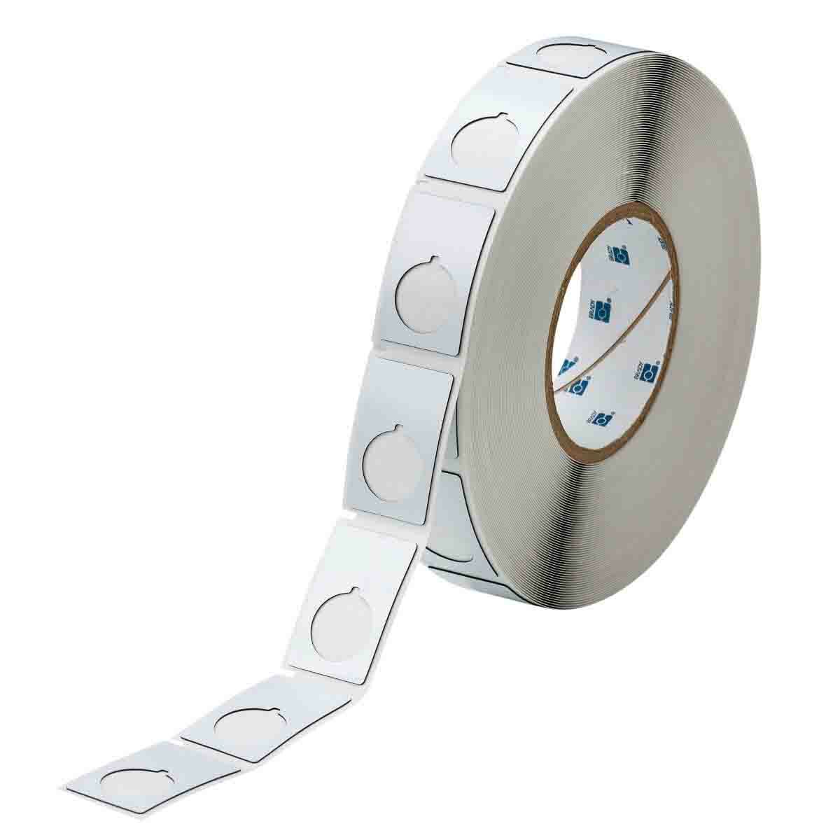 THTEP-168-593-.5 Rectangular Raised Panel Pushbutton Label, 1.9 in L x 1.2 in W, Colored Blank Legend, White, B-593 Polyester, 500 per Roll Labels
