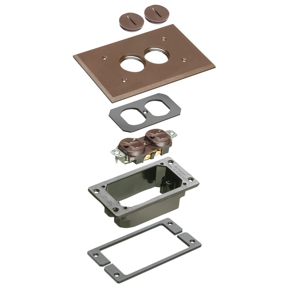 FLBC101BRTK Concrete Rough-In Floor Box Trim Kit, Plastic, 1 Gang