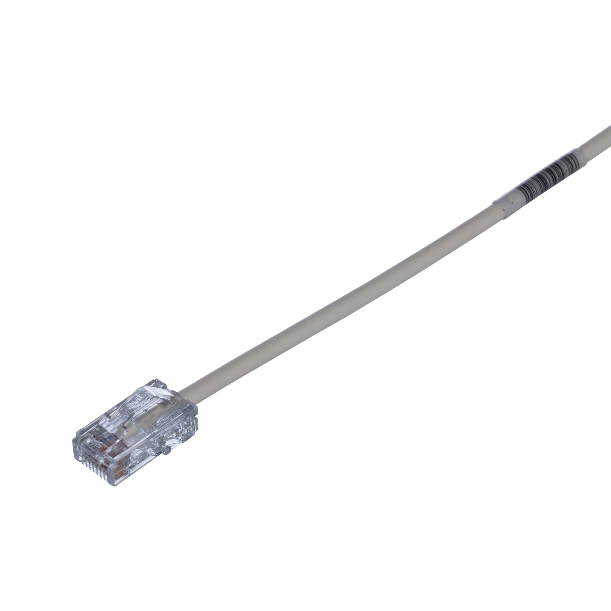 UTP28CH5 PanNet Pan-Plug TX5e-28 Small Diameter Patch Cord, Cat 5e/Class D, 28 AWG U/UTP Stranded Copper Conductor, RJ45 Modular Plug Connector, 5 ft L Cord, Off-White