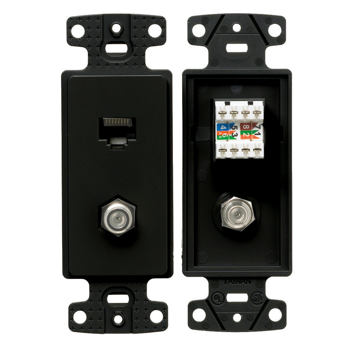 NS785BK Standard Molded-In Plate With (1) F-Coax Connector, Wall Mount