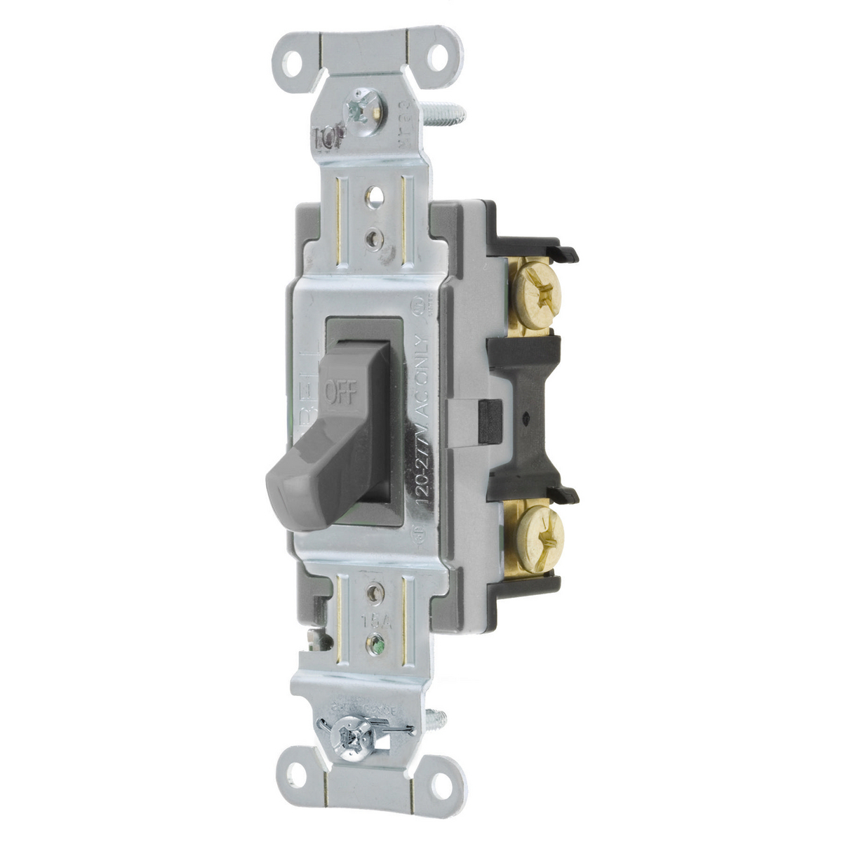 CSB115GY 2-Position Specification/Commercial Grade Standard Toggle Switch, 120 to 277 VAC, 15 A, 4155 W Power Rating, 2-Position Contact