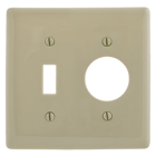 Hubbell Wiring Device Kellems, Wallplates, Nylon, 2-Gang, 1) Toggle,1).406" Opening, Ivory