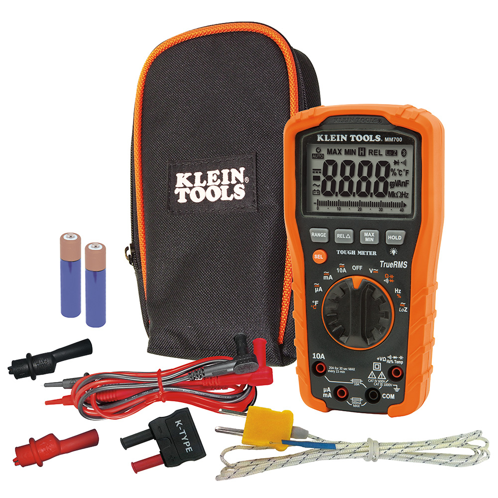 MM700 TRMS Low Impedance Auto-Ranging Digital Multimeter, 1000 V AC/DC, 10 A, 40 mOhm, 4000 Count LCD Display