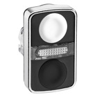 Head for illuminated double headed push button, Harmony XB4, white flush/black flush pushbutton 22 mm unmarked