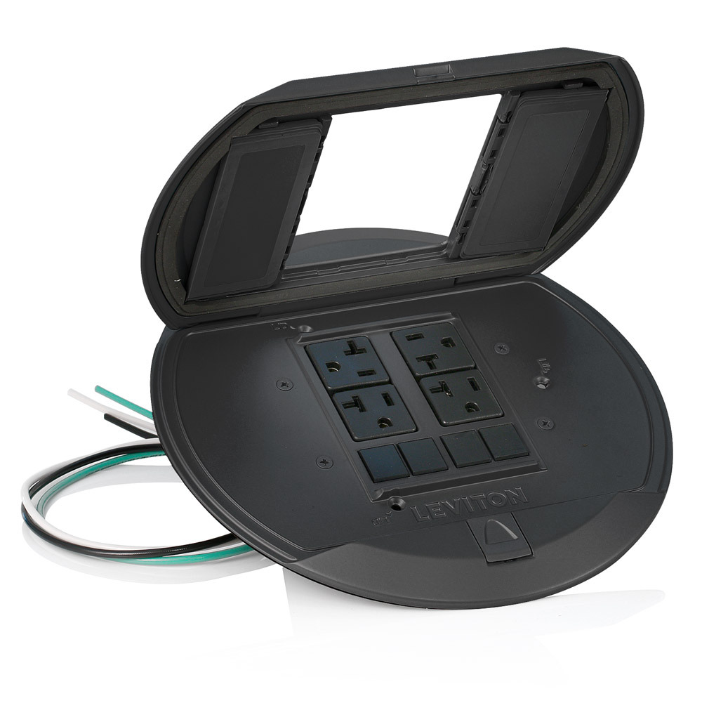 PT544-2E Door-In-Door Pre-Wired Poke-Through Cover, 8.38 in Dia, Flip Lid Cover, Aluminum