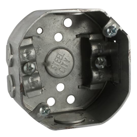 24151N-25 Steel City Drawn Style Ceiling Box, Steel, 11.8 cu-in Capacity, 1 Outlets, 2 Knockouts, 1-1/2 in D
