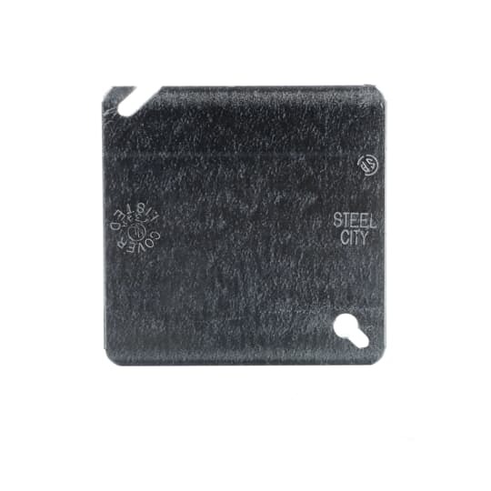 52-C-1 Steel City Outlet Box Cover, 4 in L x 4 in W, Blank/Flat Cover, Steel