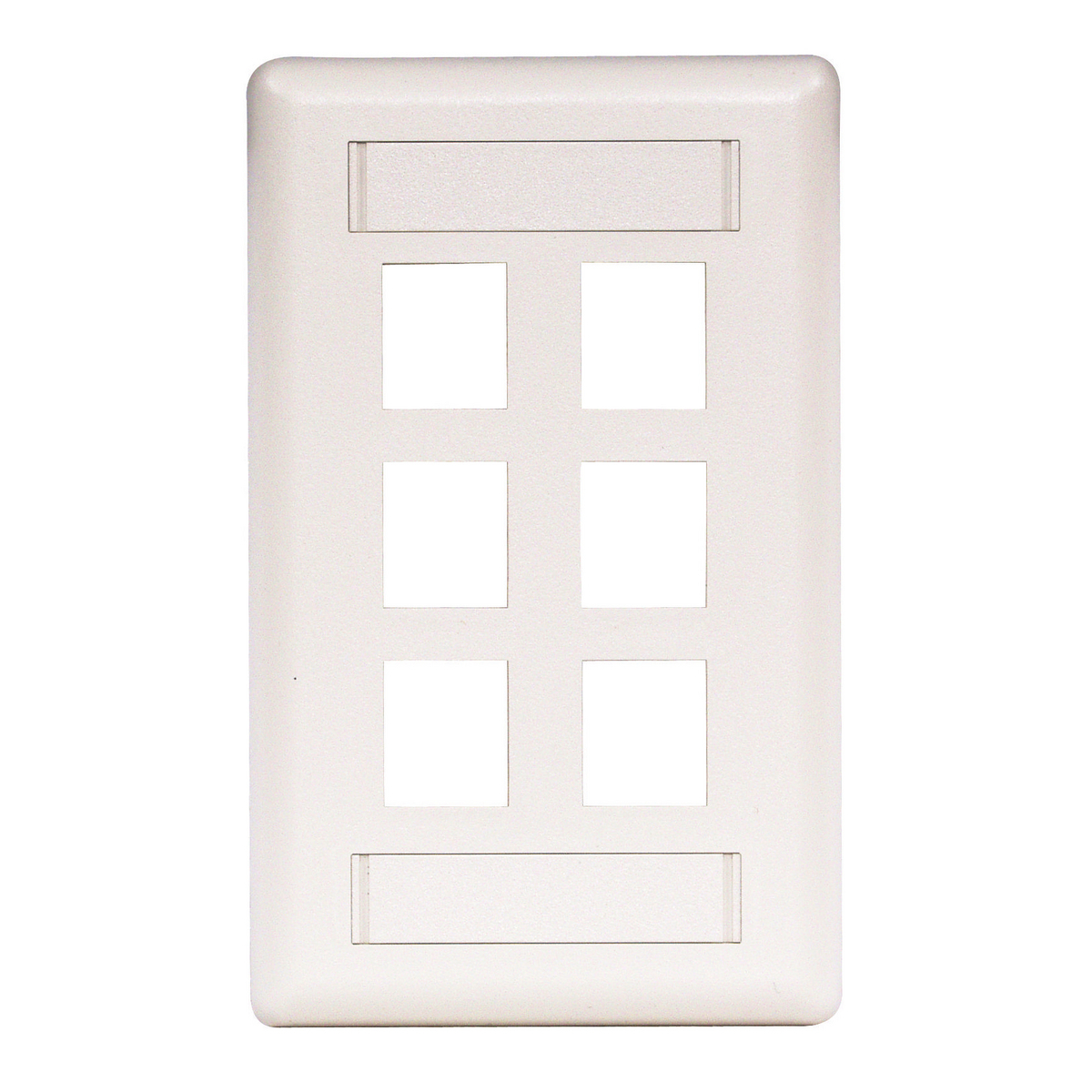 IFP16W Molded Rear Load Standard Keystone Faceplate, 1 Gangs, 6 Ports, Phone/Data/Multimedia Module, Fastened Mount, High-Impact Thermoplastic