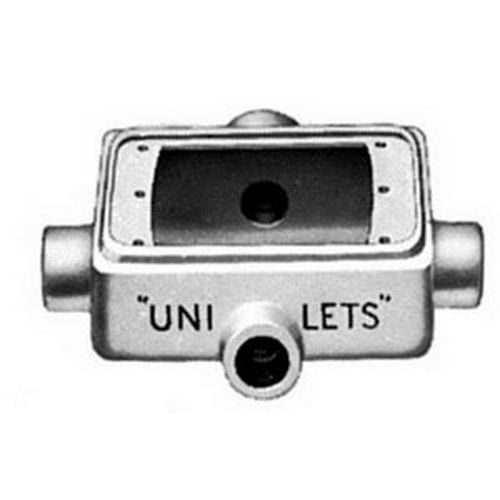 FDX150 Unilets Type FDX Deep Device Box, Malleable Iron, 25 cu-in Capacity, 1 Gangs, 4 Outlets, 4.56 in L x 2.81 in W x 2.69 in D