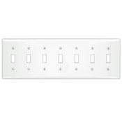 S601-W Standard Size Traditional Wall Plate, 7 Gangs, 13.61 in W x 4.5 in H, Thermoset, White