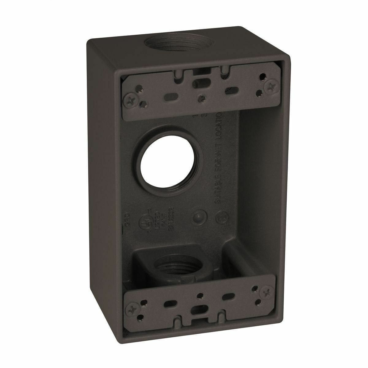SB375Z Weatherproof Outlet Box, Die Cast Metal, 18.3 cu-in Capacity, 1 Gangs, 3 Outlets, 4-1/2 in L x 2-3/4 in W x 2 in D