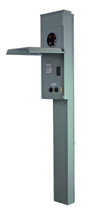 M675CP6010 Midwest GE 1-Head Ring Metered Power Pedestal, 120/240 V AC, 200 A, 1 Phase , 1/0 AWG to 250 kcmil Wire, NEMA 3R Enclosure