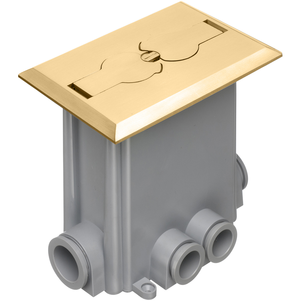 FLBCF101MB Adjustable Metallic Floor Box With (2) Flip Lids, Plastic, 1 Gang, 6.022 in L x 4.152 in W x 6.199 in H