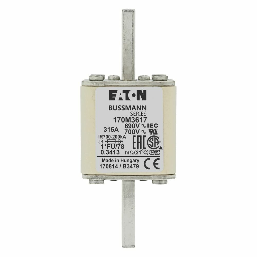 170M3617 Semi-Conductor High Speed Fuse, 315 A, 690 V, 200 kA Interrupt, Class: aR, Square Body