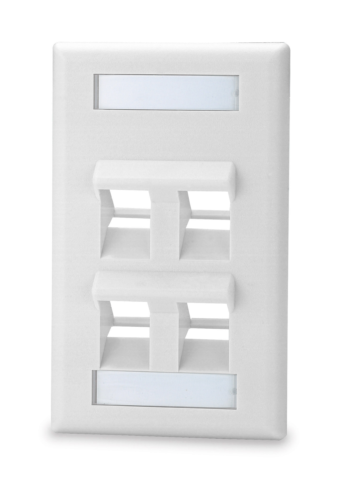 4-Port Single Gang Angled Faceplate, White