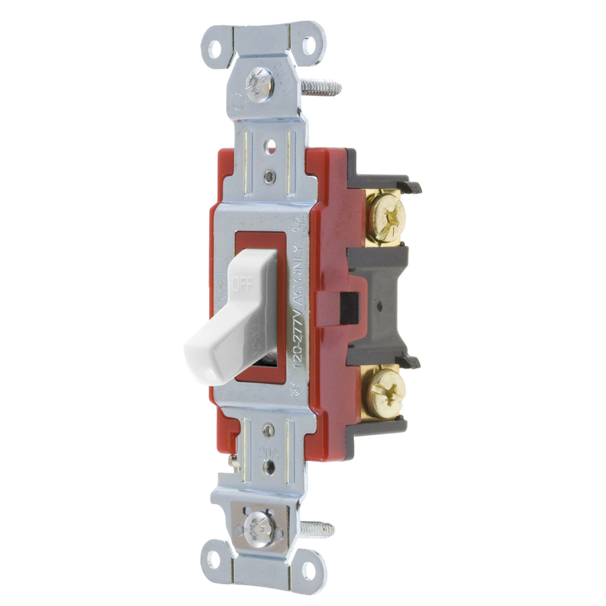 1222W 2-Position Heavy Duty Standard Toggle Switch, 120 to 277 V AC, 20 A, 5540 W Power Rating, 2-Position Contact