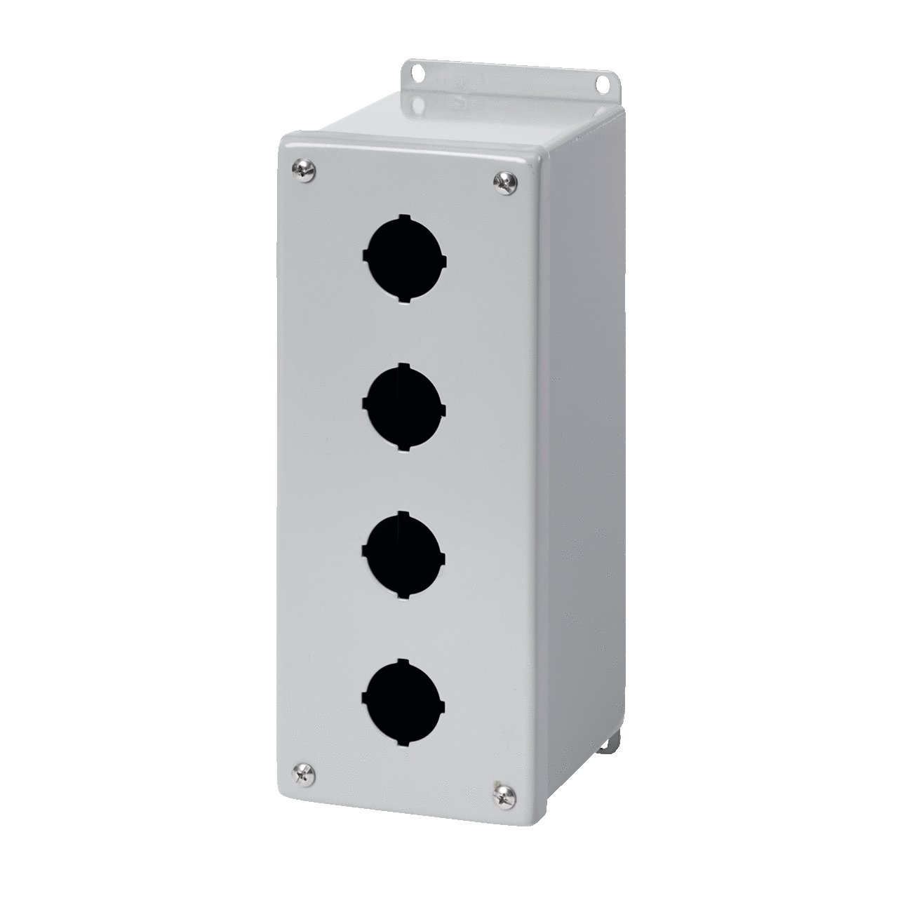 E4PBXM4 PB1 Extra Deep Pushbutton Enclosure, 10 in L x 4 in W x 4-3/4 in D, 4 Outlets, NEMA 4/12/IP66 NEMA Rating, Steel
