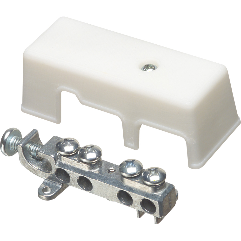 GB5 Heavy Duty Intersystem Grounding Bridge with White Cover, 0.872 inch L x 3.383 inch W, 4 Holes, Plastic/Zinc