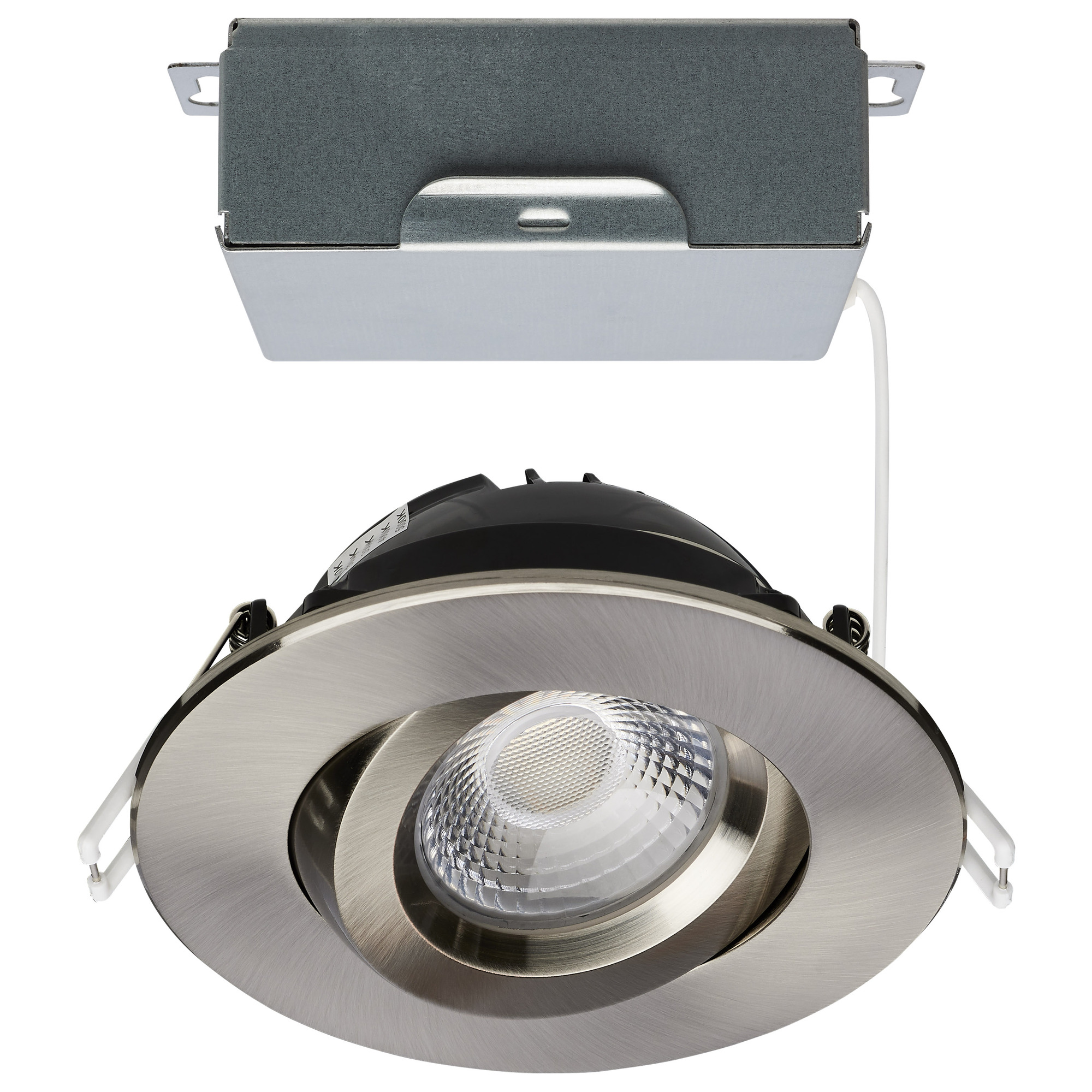 12W LED Downlight - Gimbal 4 in - CCT Select - Round - Remote Driver - Brushed Nickel - 850L 120V