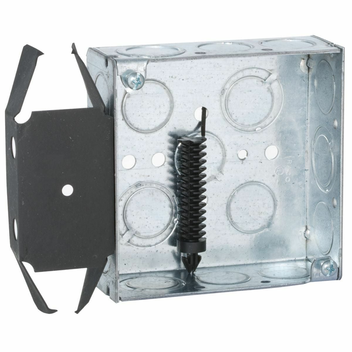 227 Square Box, Steel, 21 cu-in Capacity, (14) Knockouts, 4 in H x 4 in W x 1-1/2 in D