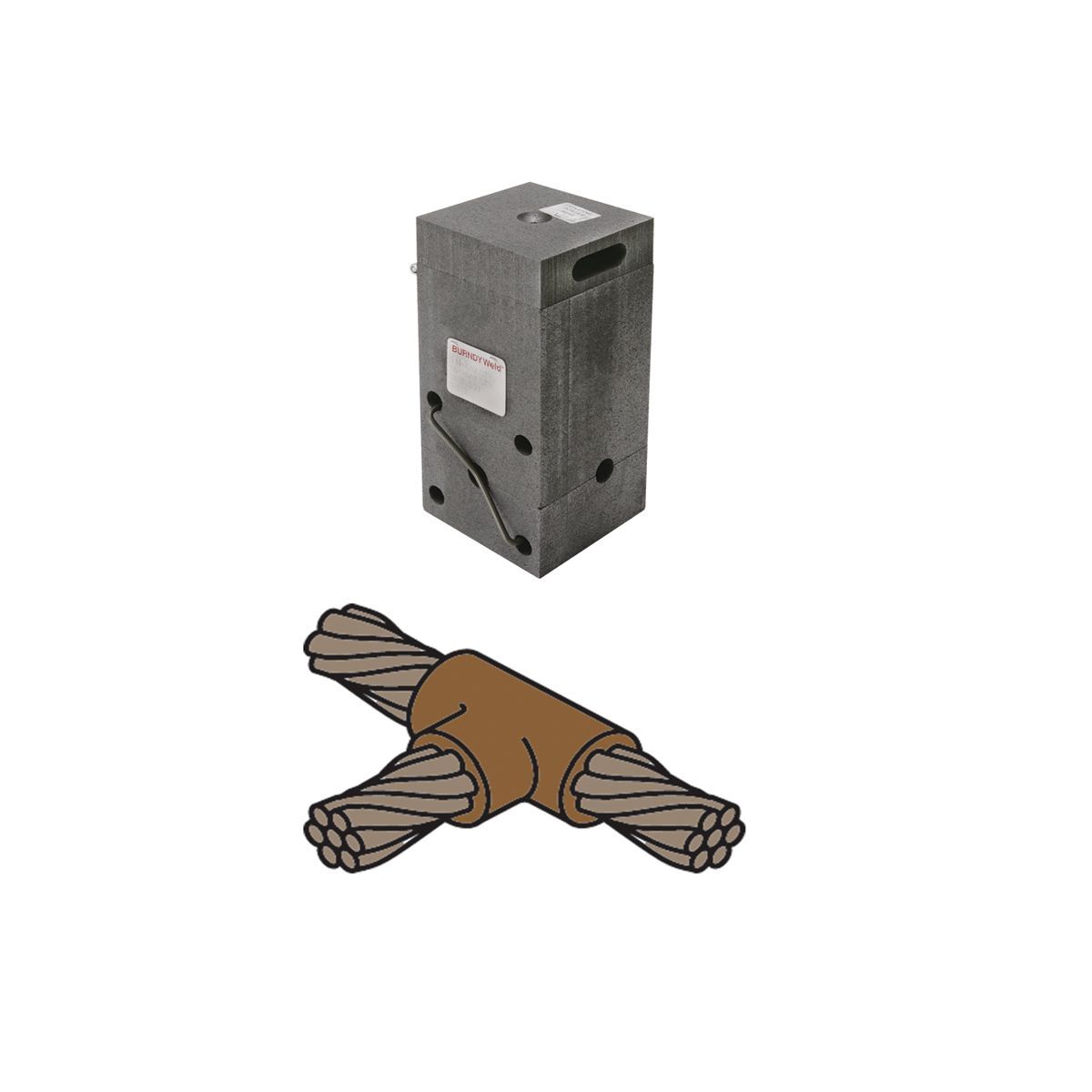 B241 Type BCC-2 Weld Metal Mold, 4/0 AWG Conductor, Cable Connection
