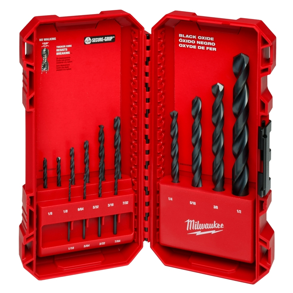 48-89-2800 Thunderbolt Drill Bit Set, 1/16 in Min Drill Bit, 1/2 in Max Drill Bit, 135 deg Drill Point Angle, 14 Pieces, For Use With 3/8 in Chucks, Black Oxide