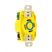 27CM-20 Grounding Locking Receptacle, 250 V AC, 30 A, 3 Poles, 4 Wires, Yellow