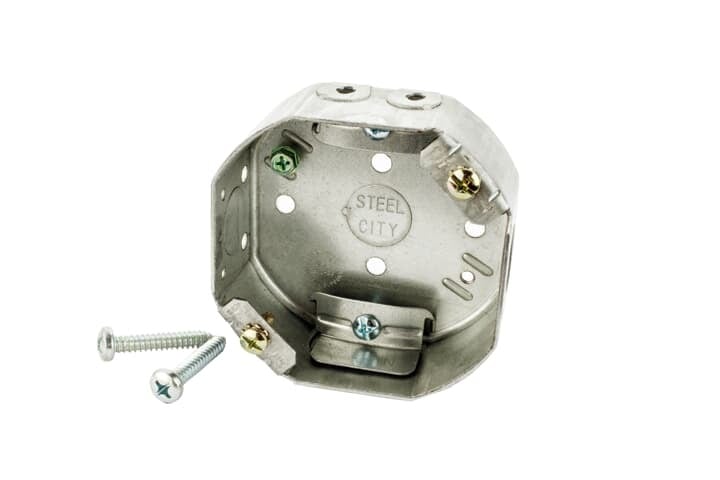 54151-CFB Steel City Drawn Style Ceiling Fan Box, Steel, 15.8 cu-in Capacity, 1 Outlets, 3 Knockouts, 1-1/2 in D