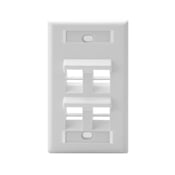 42081-4WS QuickPort Angled Wallplate, 1 Gang, 2-3/4 in W, Plastic, Surface Mount