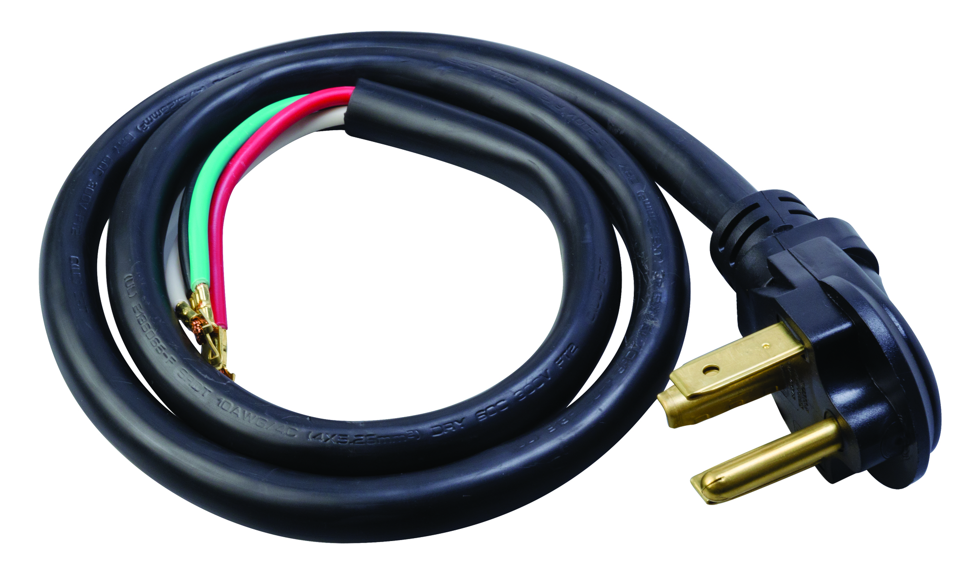 4ft SRDT Round Replacement Dryer Cord, 10/4, 30 Amp, Black