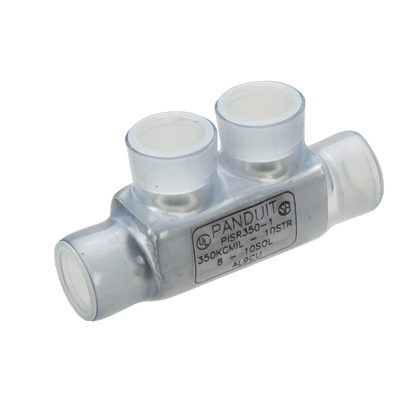 PISR250-1 Pan-Lug Inline Dual Rated Multi-Tap Splicer/Reducer, 10 AWG to 250 kcmil Stranded, 10 to 8 AWG Solid Solid/Stranded Copper/Aluminum Conductor, Screw Installation, Aluminum/PVC