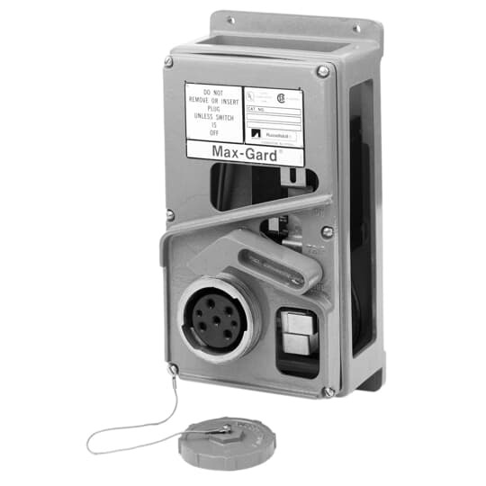 DBRF240420000 Russellstoll MaxGard 3-Phase Interlocked Receptacle With Circuit Breaker, 480 VAC, 200 A, 3 Poles, 4 Wires