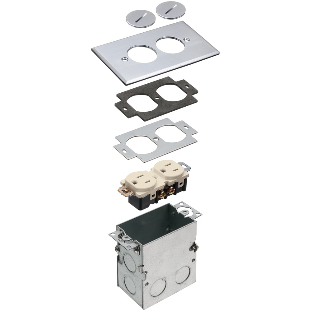 FLB5321NL Floor Box Kit, Nickel/Plastic/Steel, 1 Gang, 4.937 in L x 2.85 in W x 3.725 in H