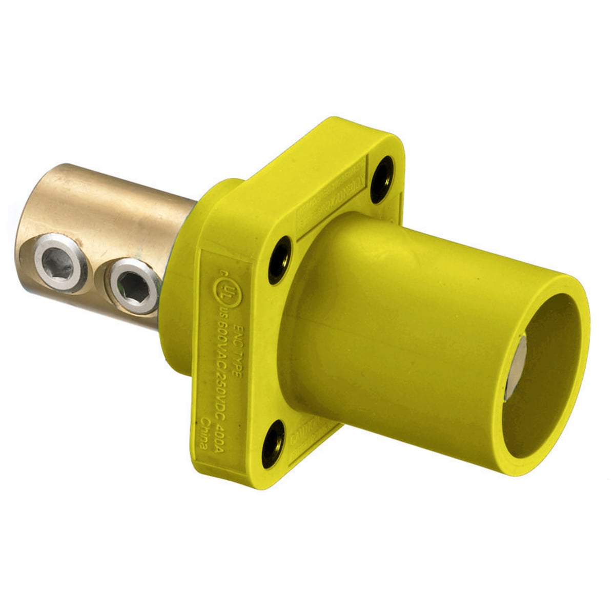 HBLMRY 16 Series 1-Pole Flanged Heavy Duty Industrial Grade Male Standard Single Pole Receptacle, 600 V AC/250 V DC, 400 A, 4 to 4/0 AWG Wire, Screw Terminal Connection, 3R/4X/12 NEMA Rating