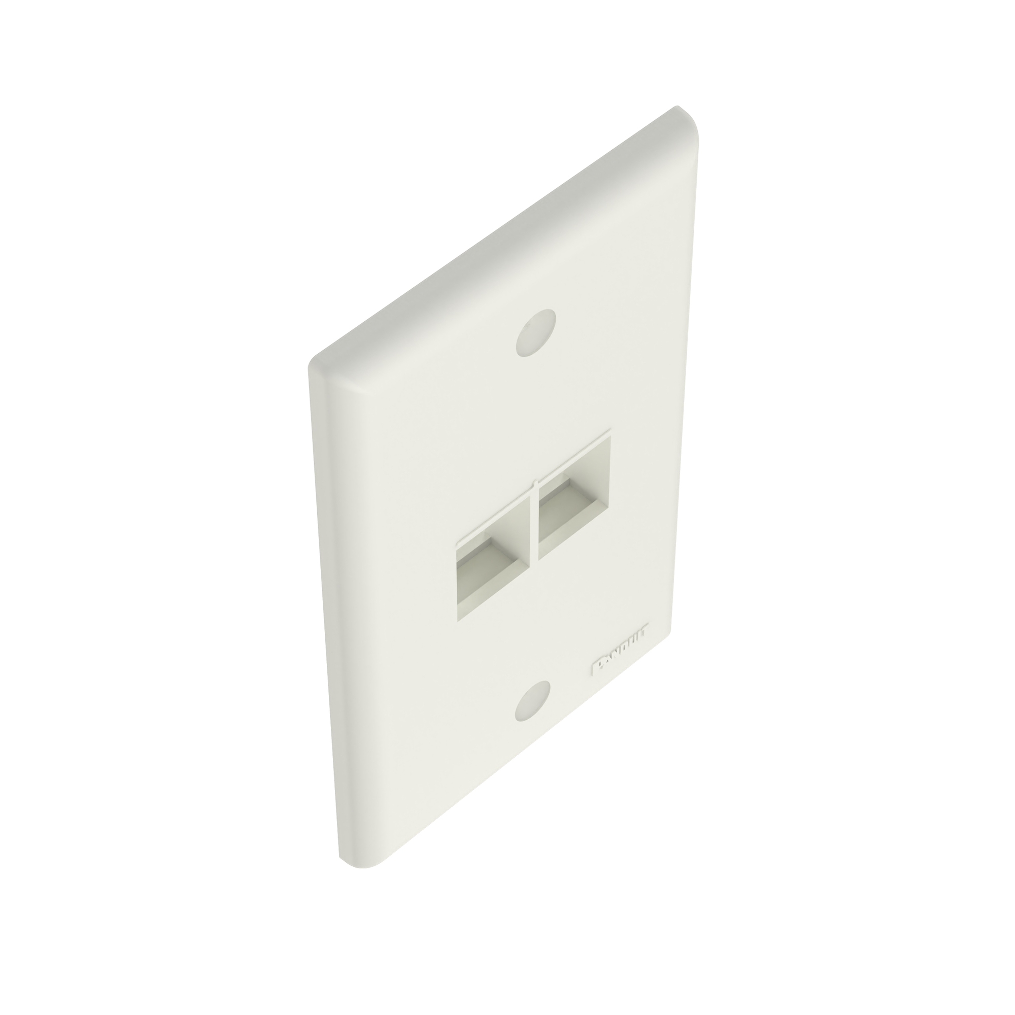 NK2FNIW NetKey Flat Vertical Faceplate, 1 Gang, 2 Ports, Keystone Module, Fastened Mount, ABS